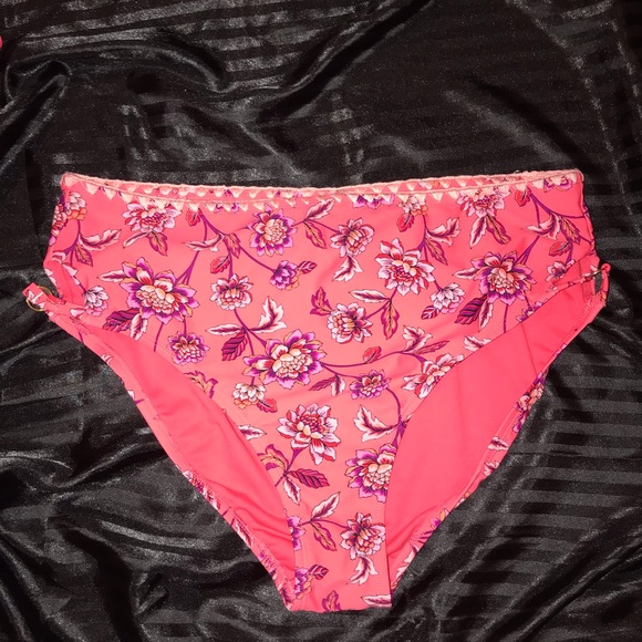 T&T Storybook Romance Coral Pink Floral Print 2 Piece Bikini Swimsuit - Picture 9 of 16